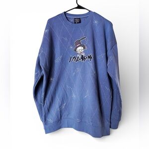 Boxlunch Studio Ghibi Howl’s Moving Castle blue embroidered crewneck sweatshirt